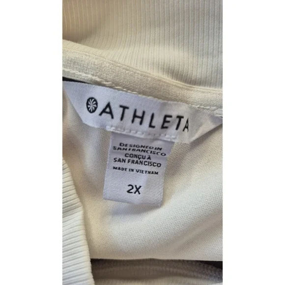 NWT Athleta Brown & Cream Size 2X Long Sleeve Pullover Active Wear Stretch Top - Picture 2 of 12